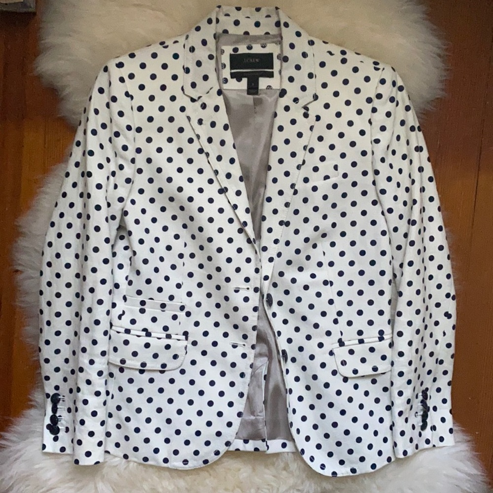 J.Crew Navy Polkadot School Boy blazer size 2